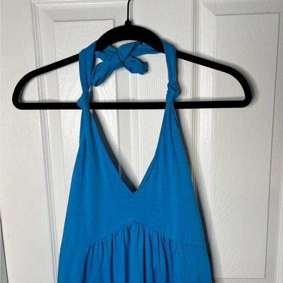 Victoria’s Secret Blue Halter Cotton Dress V Neckline Shelf Bra Medium - Picture 2 of 8